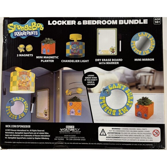 NIB Nickelodeon SPONGEBOB SQUAREPANTS 2023 LOCKER & BEDROOM BUNDLE LIGHT, MIRROR - Picture 2 of 4